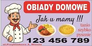 Obiady domowe Baner Reklamowy Solidny 1m x 0,5m do restauracji