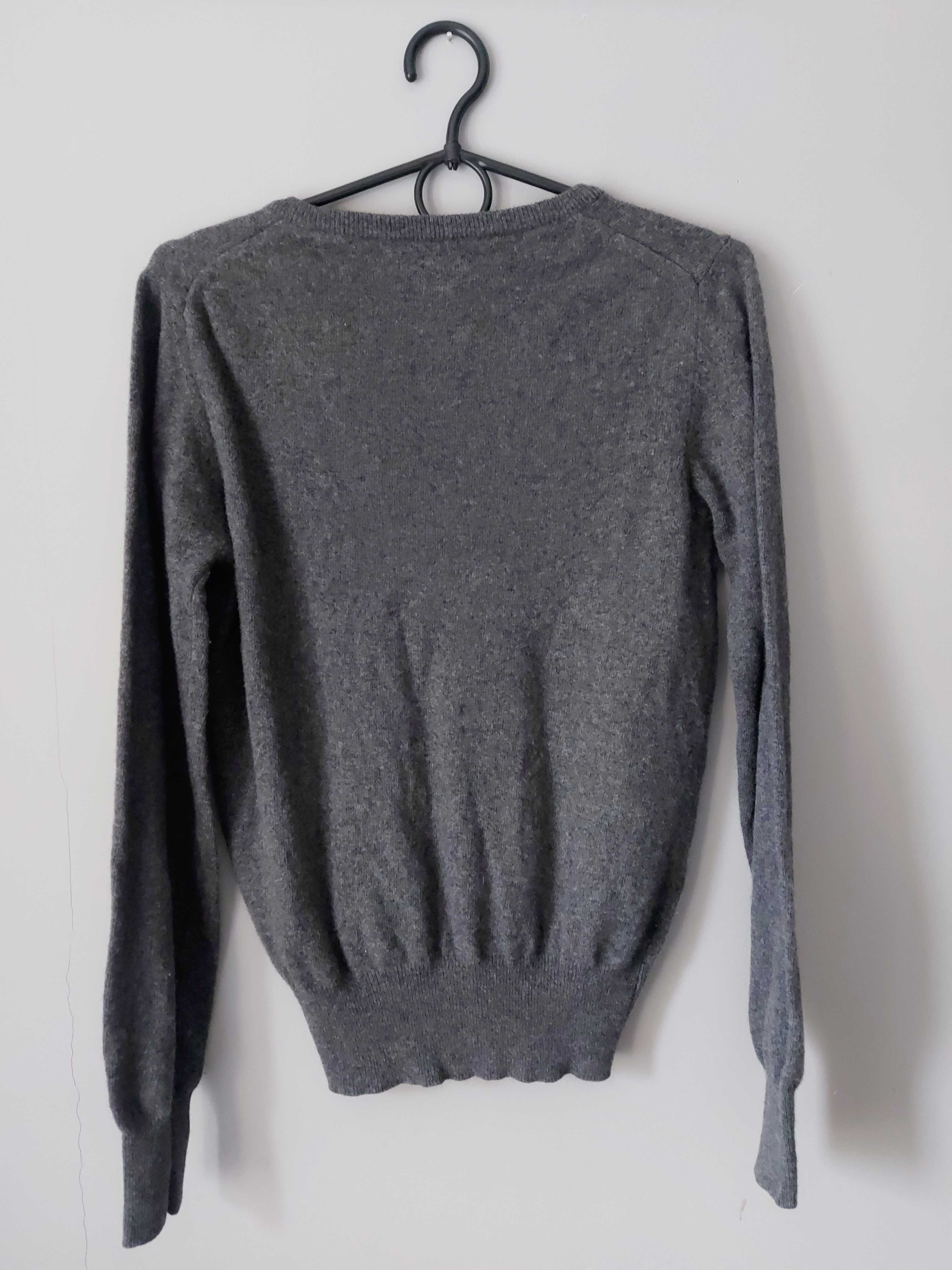 Sweter ciemno szary Gant kaszmir cashmere wełna wool