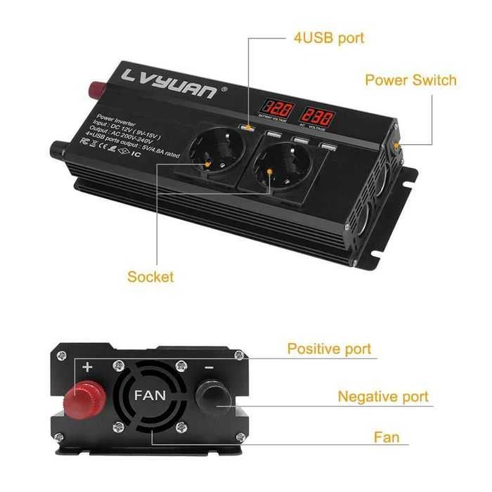 Inversor de energia 3ac 6000w 
adaptador para veículo, 12v e 220v