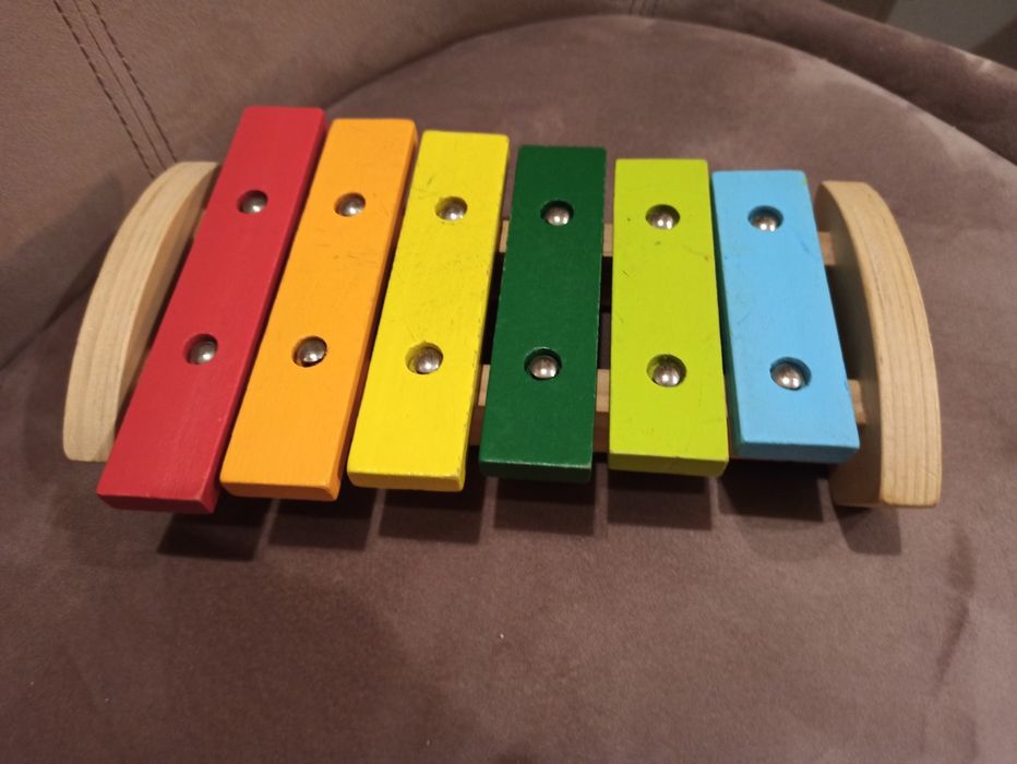 Cymbałki drewniane Eichhorn plus kolorowy piesek -drewniane klocki