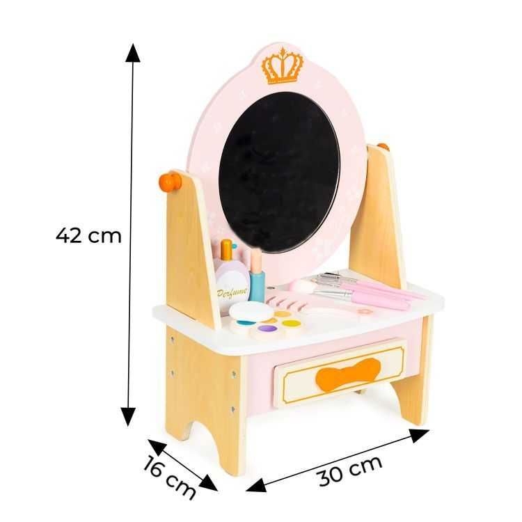 Toaletka drewniana z akcesoriami dla dzieci 3+ różowa