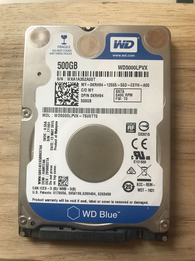 Жорсткий диск для ноутбука 2,5” hdd Western Digital 500gb