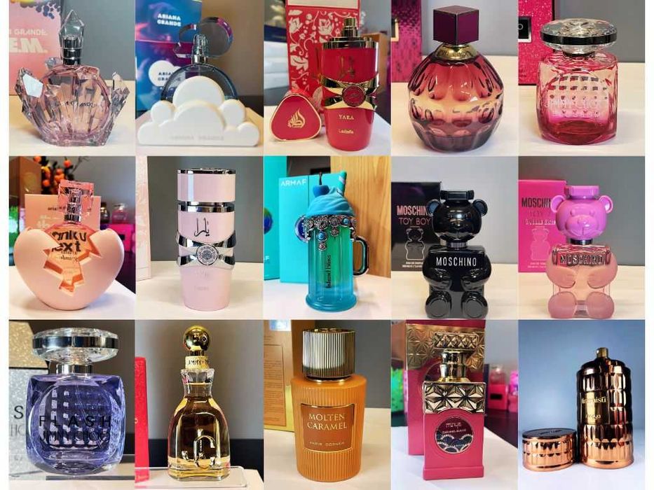 Розпив флаконів Ariana Grande, Moschino Toy, Jimmy Choo, Lattafa Yara