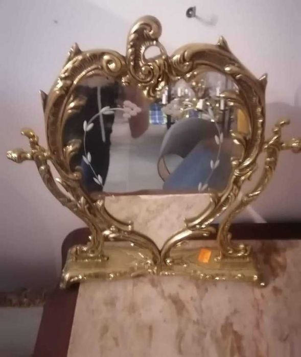 Lusterko stojące mosiężne vintage