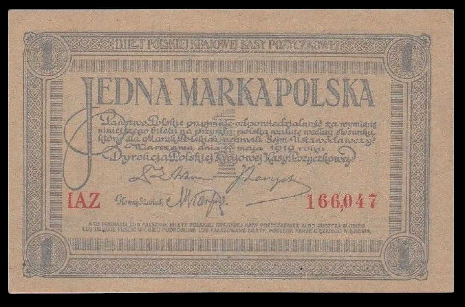 1 Marka Polska 1919 UNC