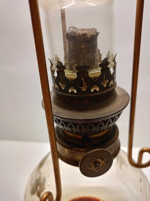 Duża stara Francuska lampa naftowa , olejowa Roland Durand