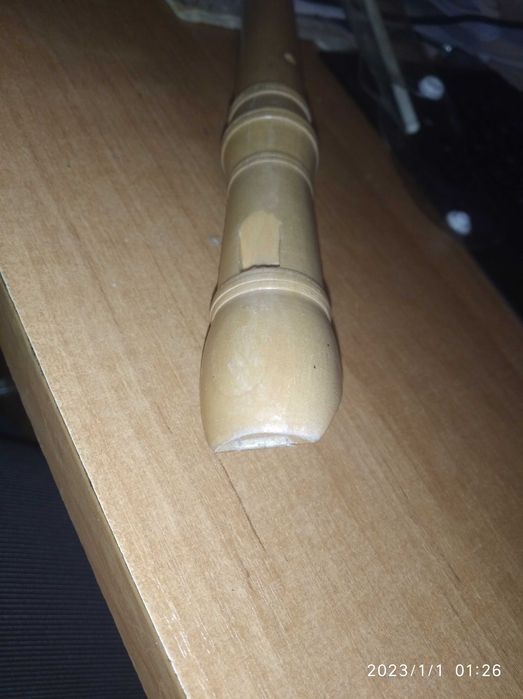 Flet drewniany prosty, flet prosty z drewnianym ustnikiem