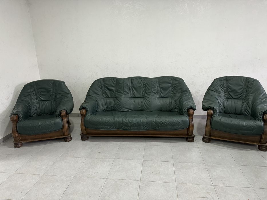 Меблі з європи!Диван шкіряний +2 крісла!