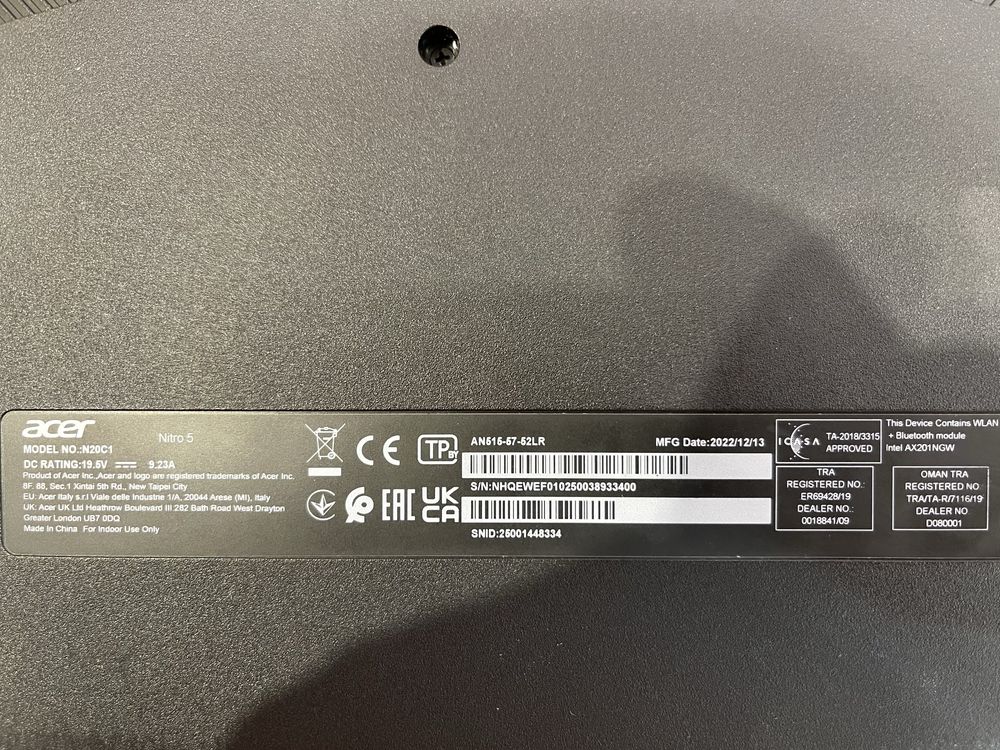Ноутбук ігровий Acer Nitro 5 AN515-57 RTX 3060 I5-11400H 32Gb DDR4