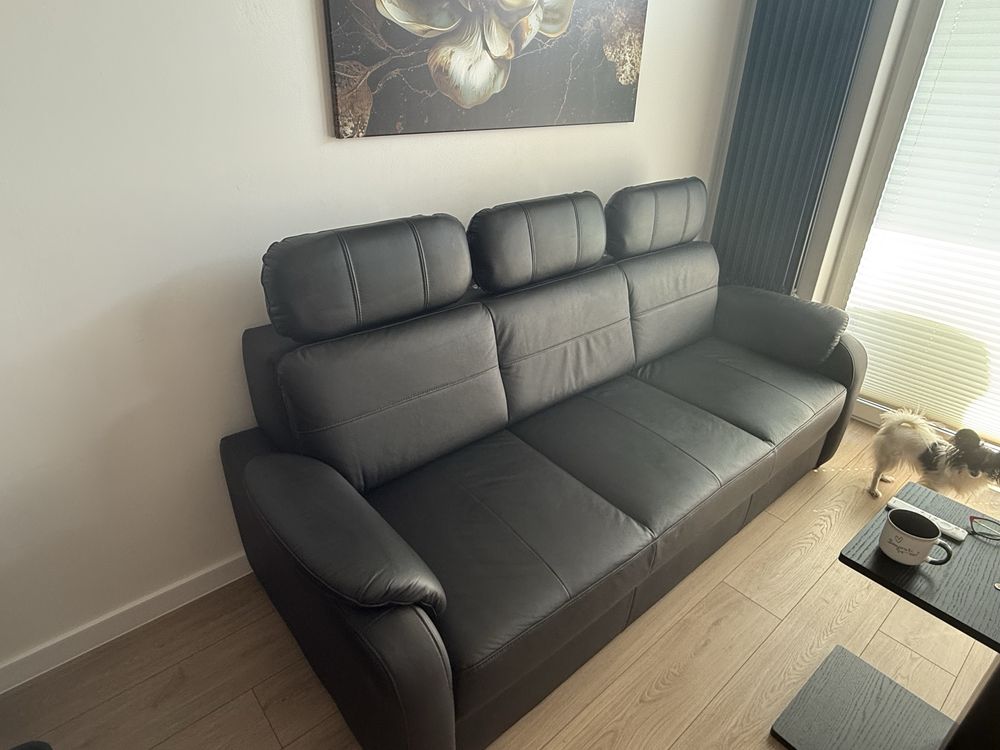 Sofa skóra z regulowanymi zagłówkami -Pilnie