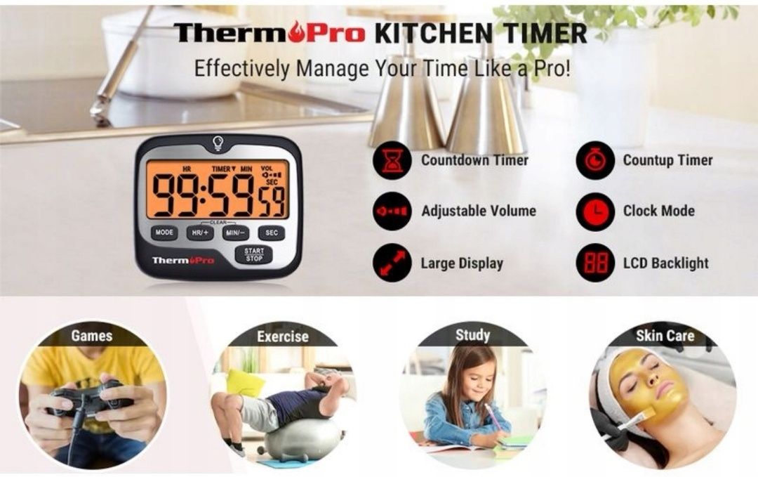 Cyfrowy minutnik kuchennyThermoPro TM-01