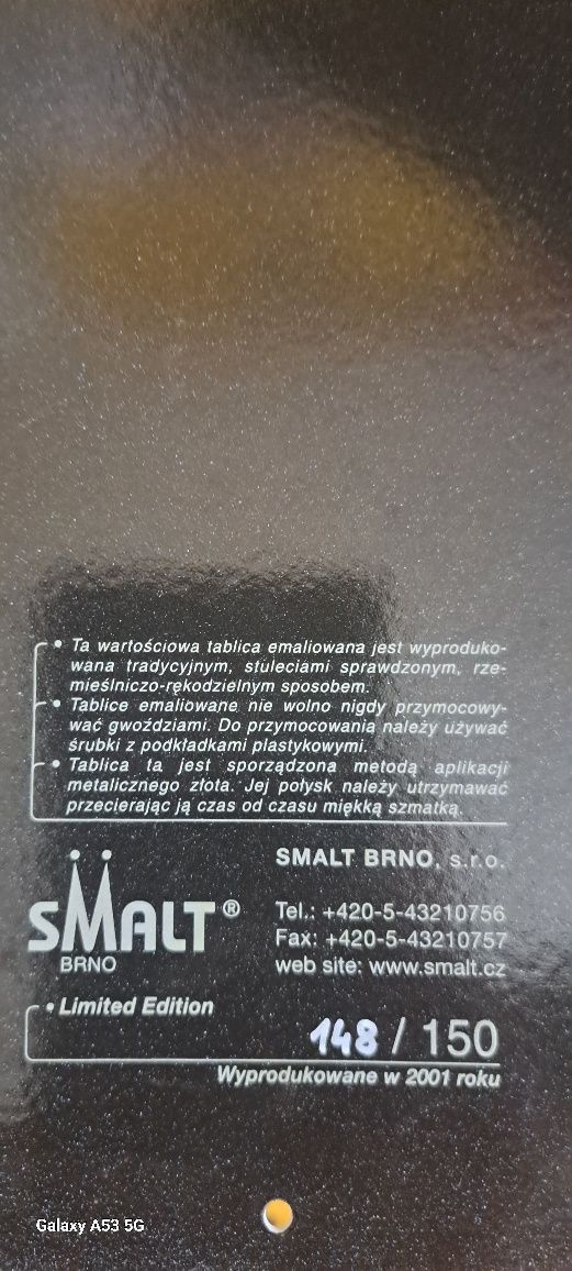 Szyld emaliowany Browar Brackie