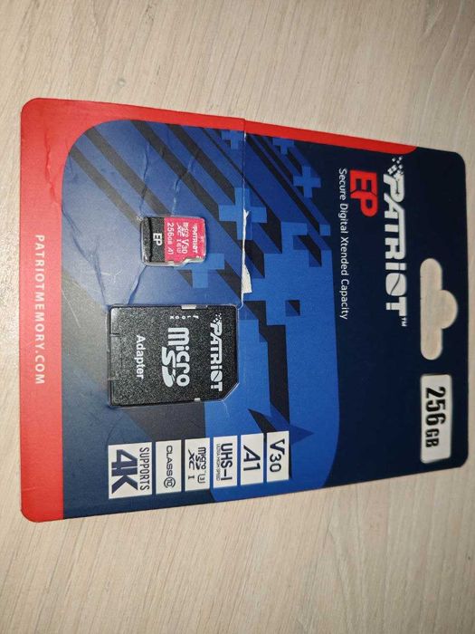 Карта памяти Patriot microSDXC 256GB Class 10 V30 SD-адаптер гарантия