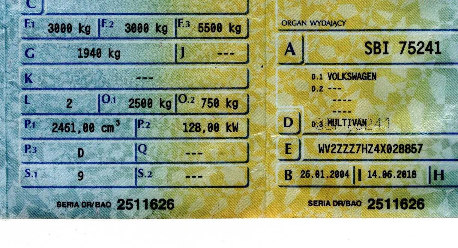 Multivan T5 2004r 2.5 tdi