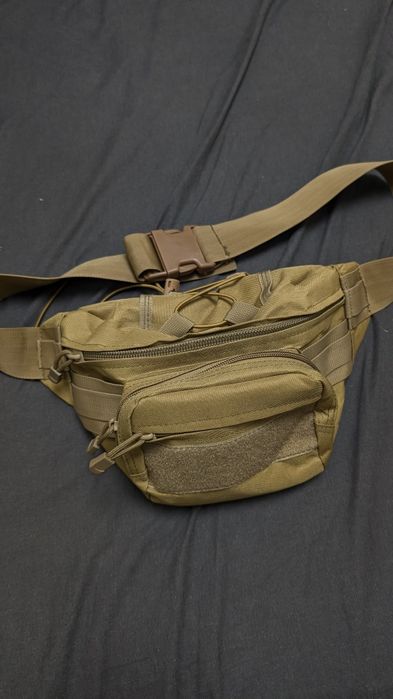 Сумка на пояс тактична, бананка, сумка через плече воєнна, оливкова