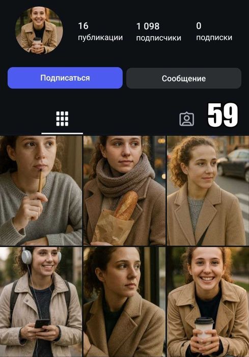 Жіночий Instagram акаунт, 1098 підписників