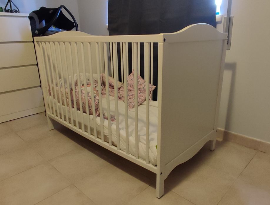 Berço, branco, 60x120 cm SUNDVIK Ikea com colchão novo incluído