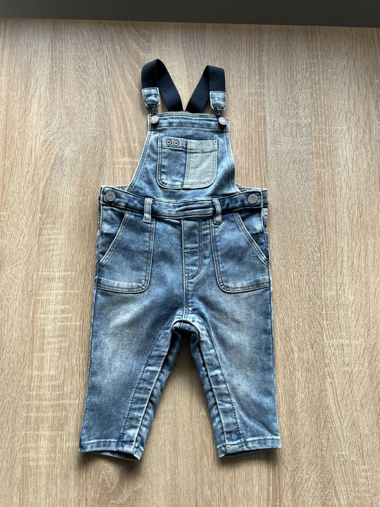 H&M super spodnie ogrodniczki jeansowe miękkie chłopięce 74 cm!