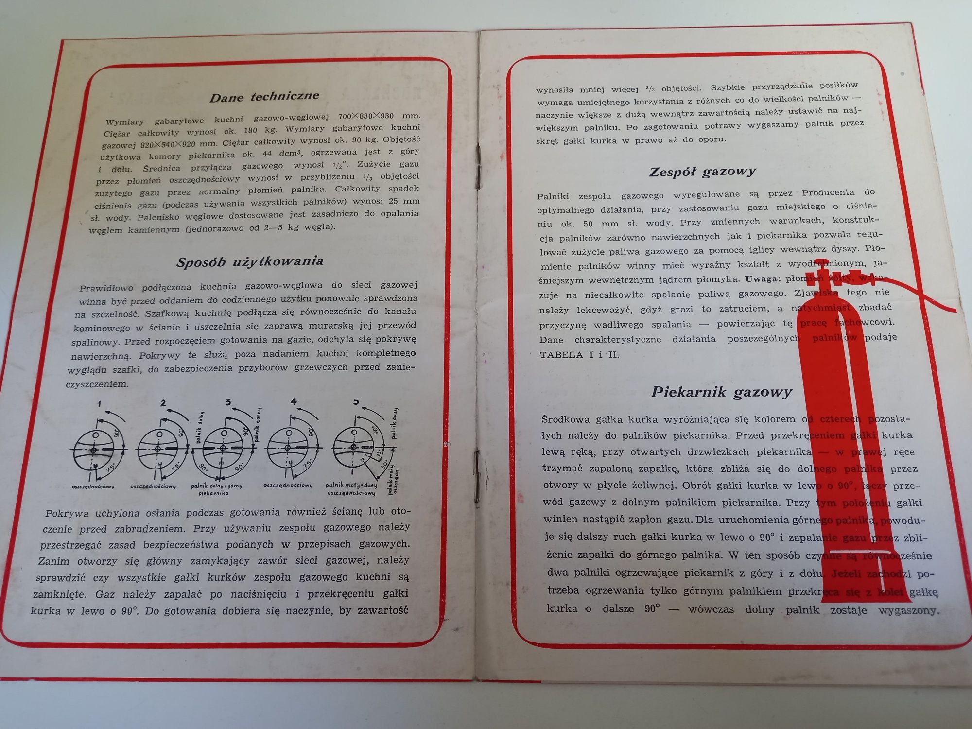 Instrukcja Kuchenka Węglowo-Gazowa Wegaz ŁZSP 1958rok