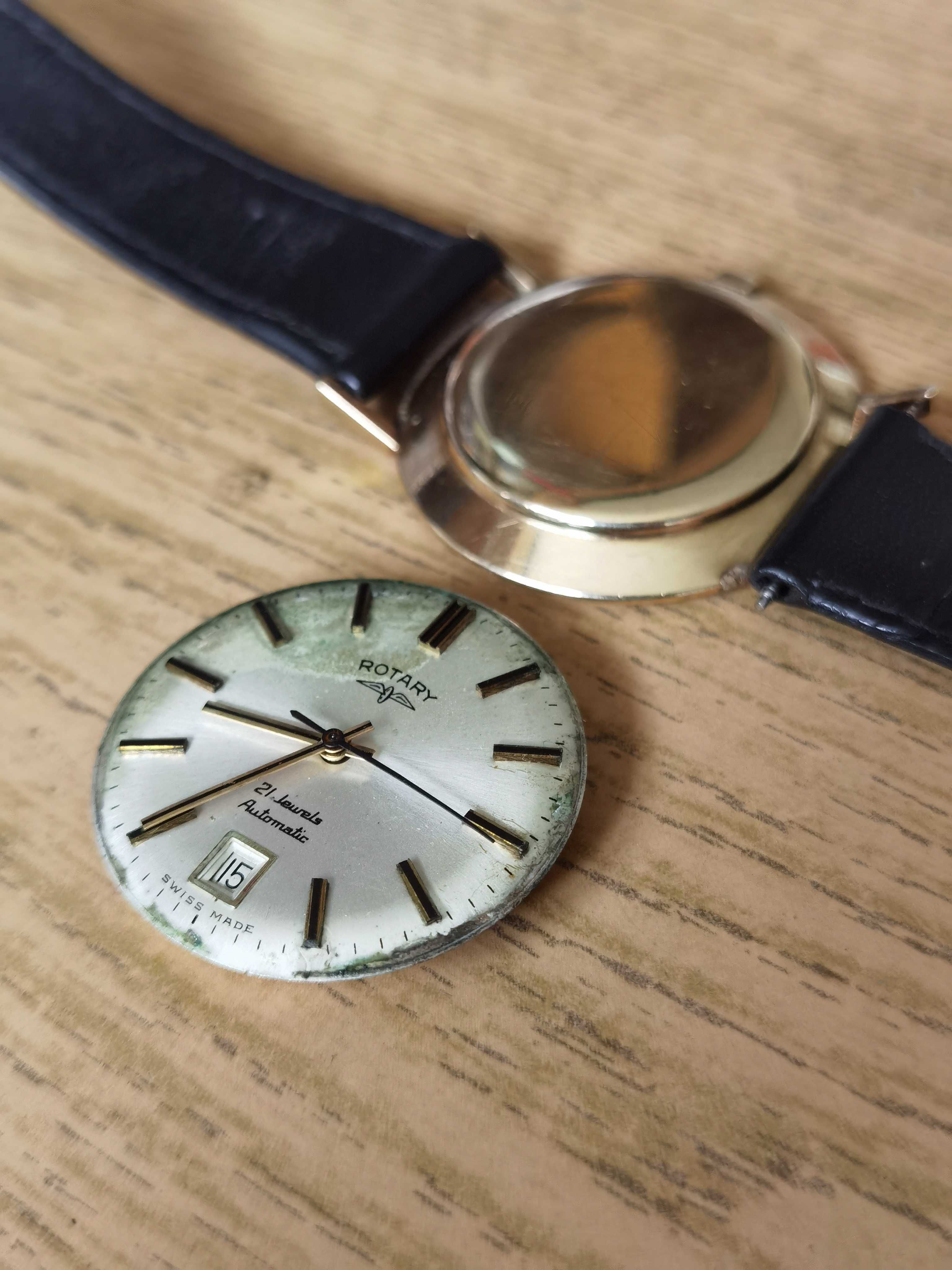 Złoty Zegarek Rotary Automatic 21 Jewels Swiss Made lata 60te złoto375
