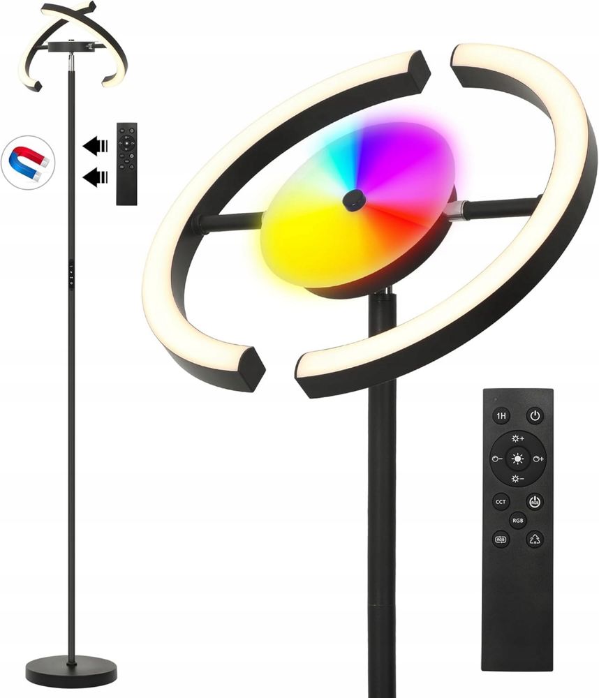 Lampa Podłogowa LED Ściemnialna z Pilotem 28 W, 182 cm RGB