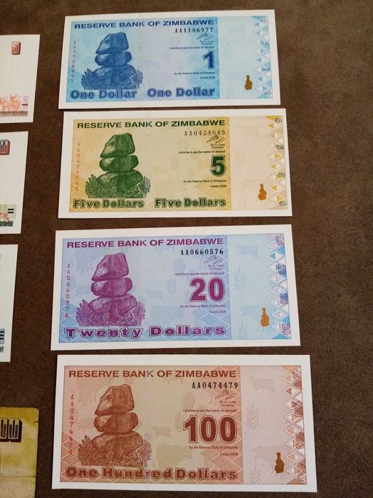 ZIMBABWE lote de 9 NOTAS - Novas Não CIRCULADAS em 3 Séries