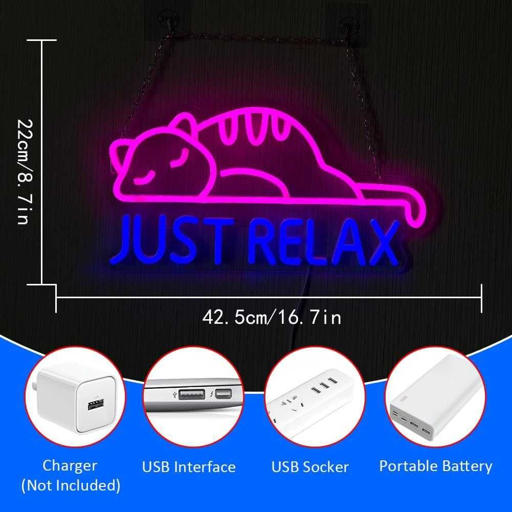 Reclamo Luminoso Néon LED em Acrílico para Decoração - Just Relax