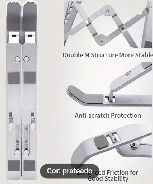 Suporte dobravel para portátil, tablet e telemóvel