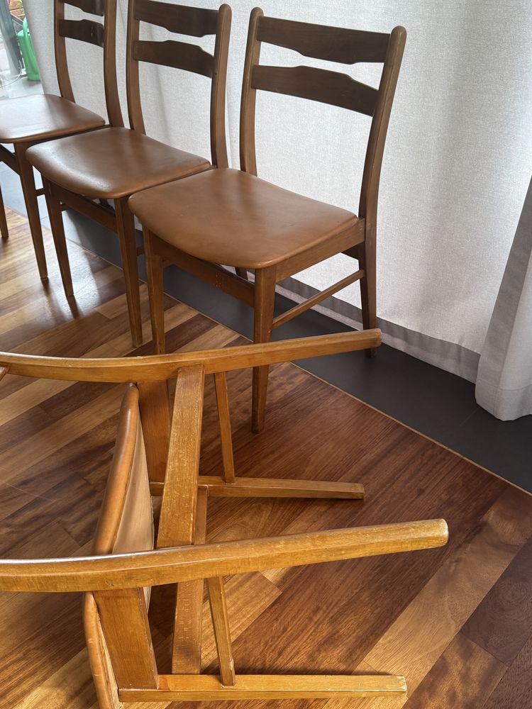 4 duńskie krzesła teak Denmark danish design brązowe