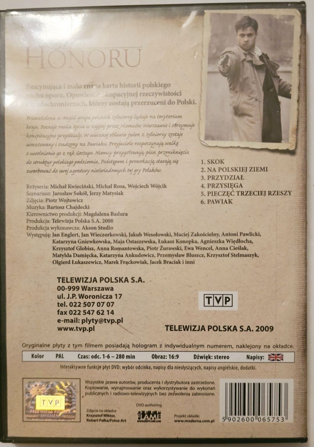 Czas Honoru serial dvd sezon 1 odcinki 1-6, 2 dvd