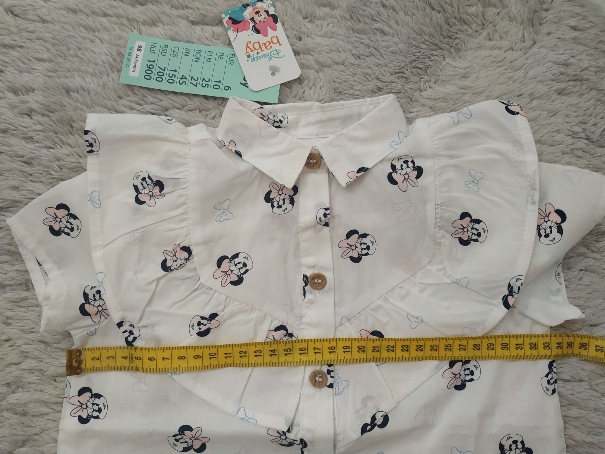 Nowa koszula dla dziewczynki/lato/Myszka Minnie/falbanki/Disney/r.98