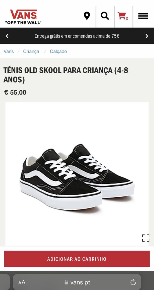 Vans originais unisexo