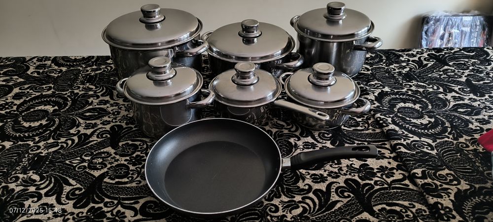 Conjunto de panelas inox e frigideira