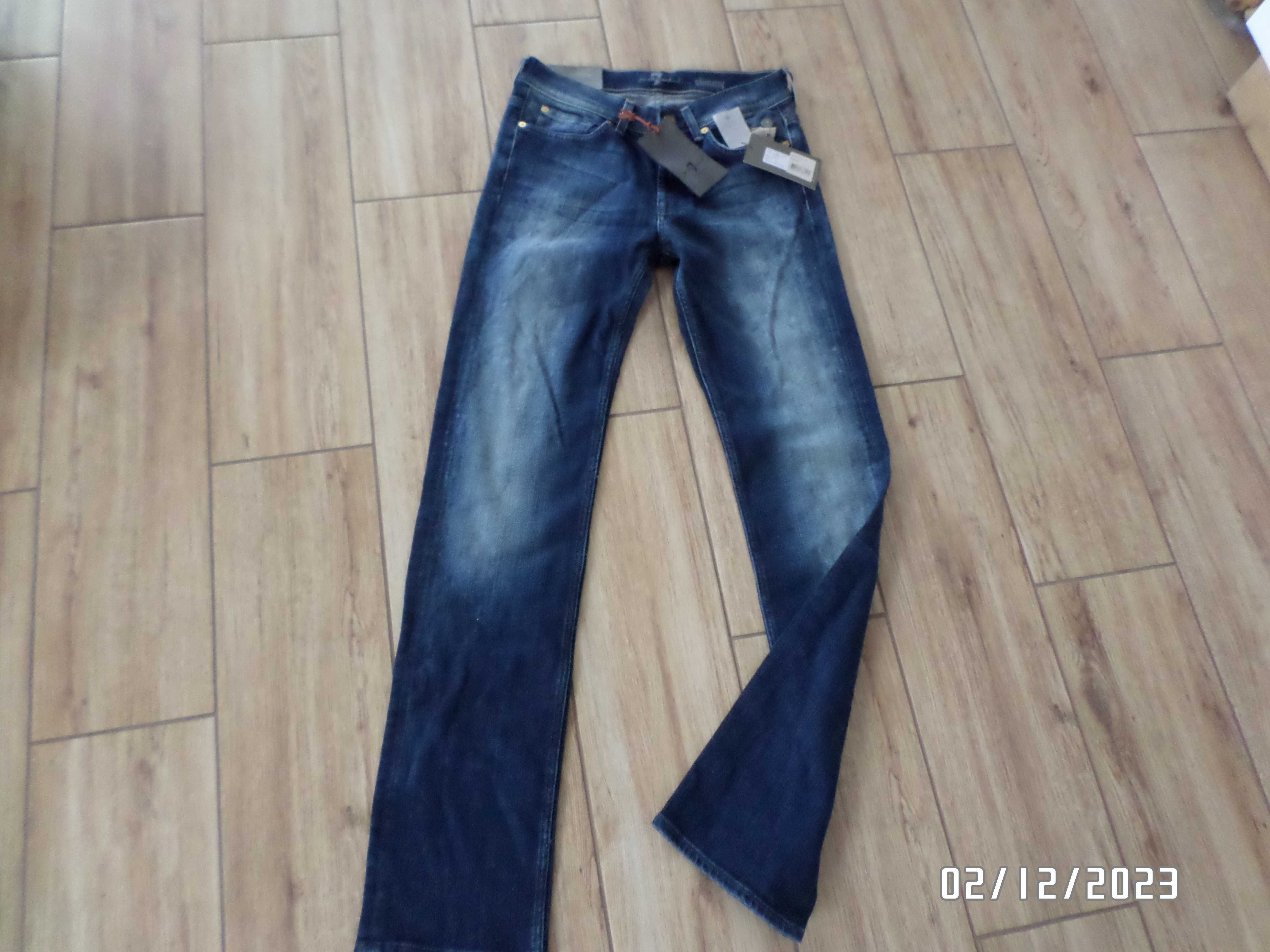firmowe spodnie jeans-29/34-M/L-7 For All Mankind -Slimy-elastyczne