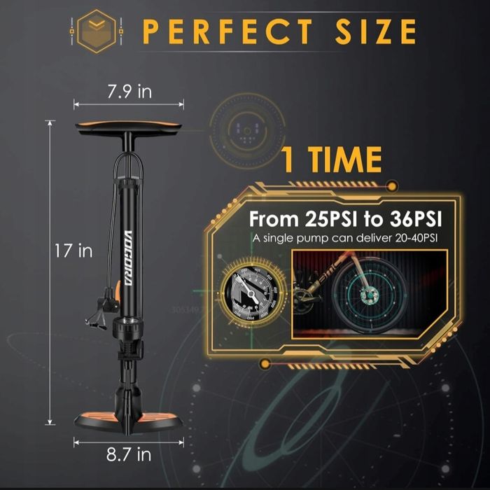 B807 Pompka do kół z manometrem Vogora