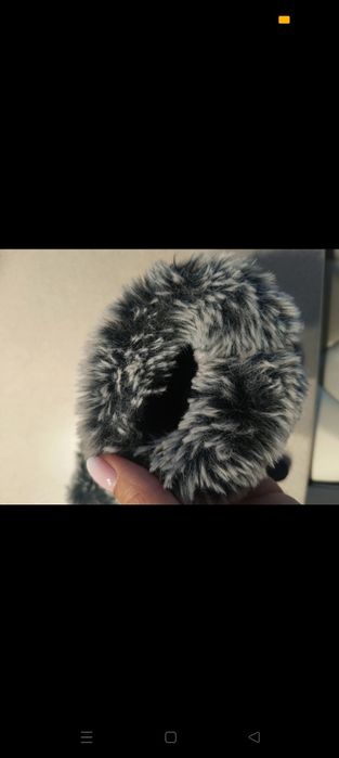 Rękawiczki damskie czarne z szarym futerkiem rozm S