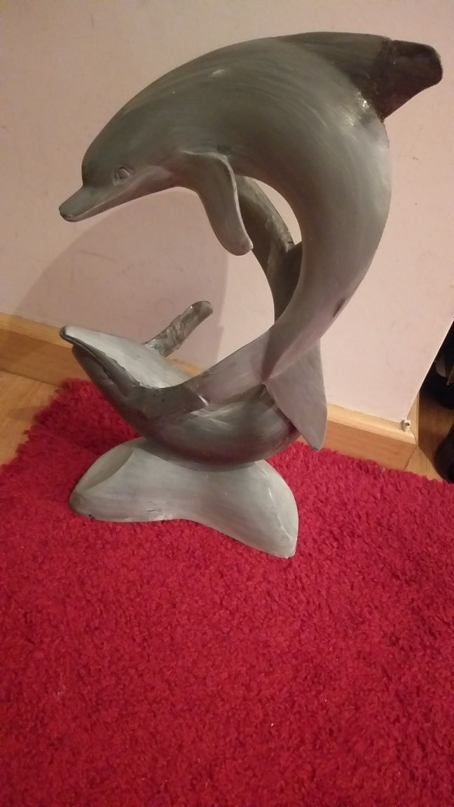 Escultura  golfinhos e Quadro com moldura