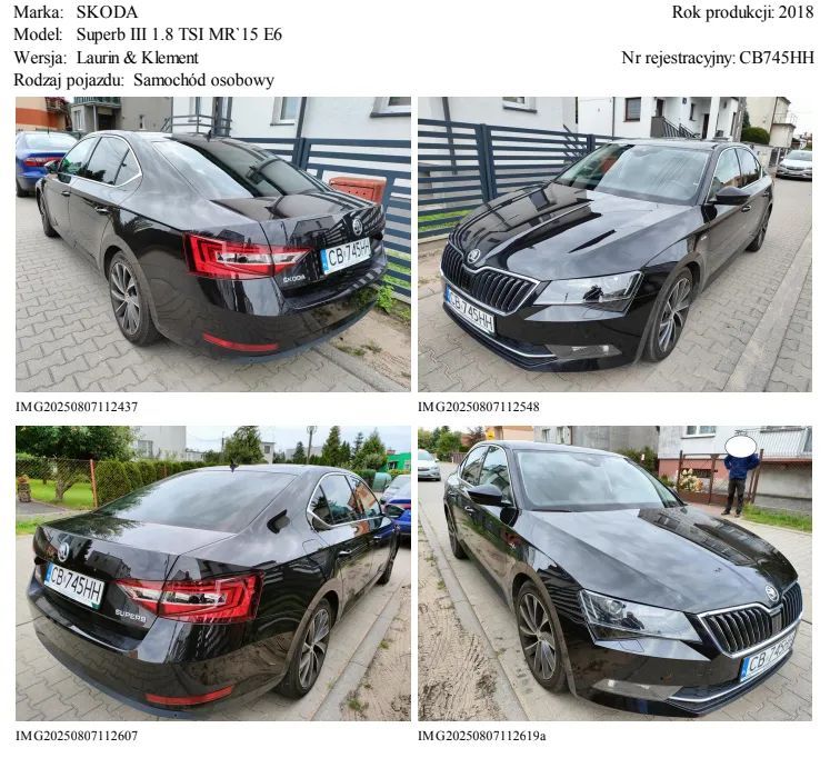 Skoda Superb Syndyk sprzeda Skoda Superb III 1.8 TSI prod 2018 poj. silnika 1798 cc