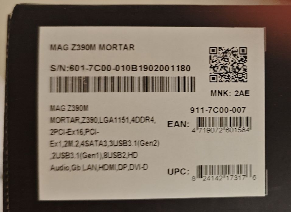 Материнская плата MSI MAG Z390M Mortar