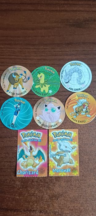 Pokemon tazo naklejki Danone duo