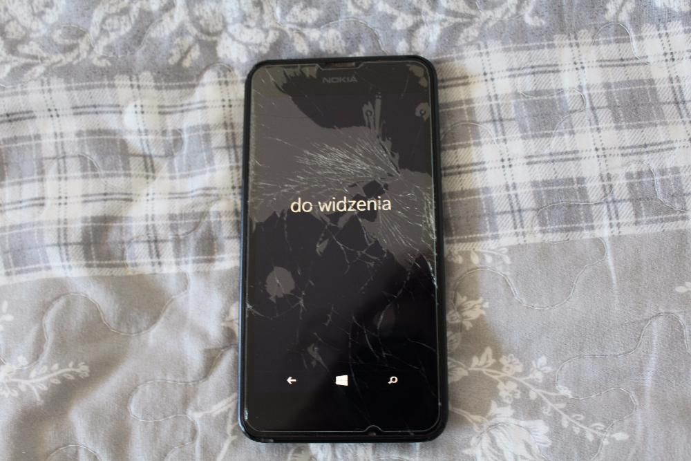 Nokia lumia 635 uszkodzony pęknięty wyświetlacz działa godula