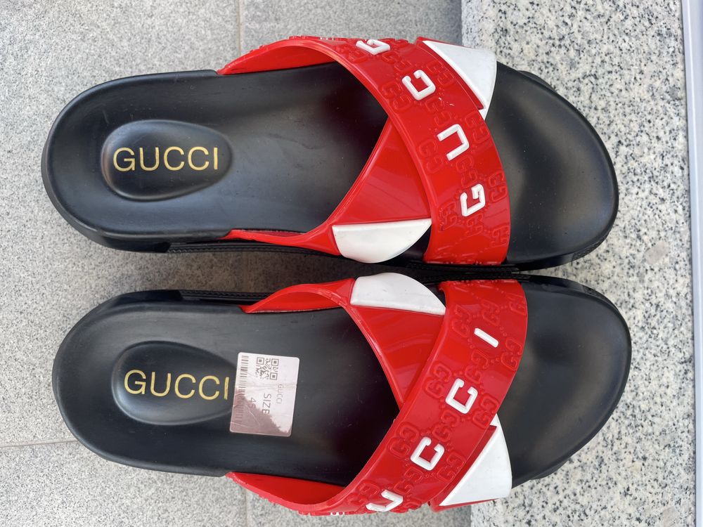 Chinelo gucci preto/vermelho