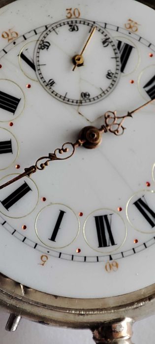 Zegarek kieszonkowy srebrny 0-800 sprawny