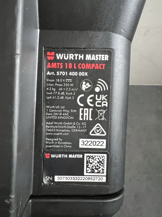 Акум. Пилосос Würth AMTS 18L compact+АКБ 4.0Ah