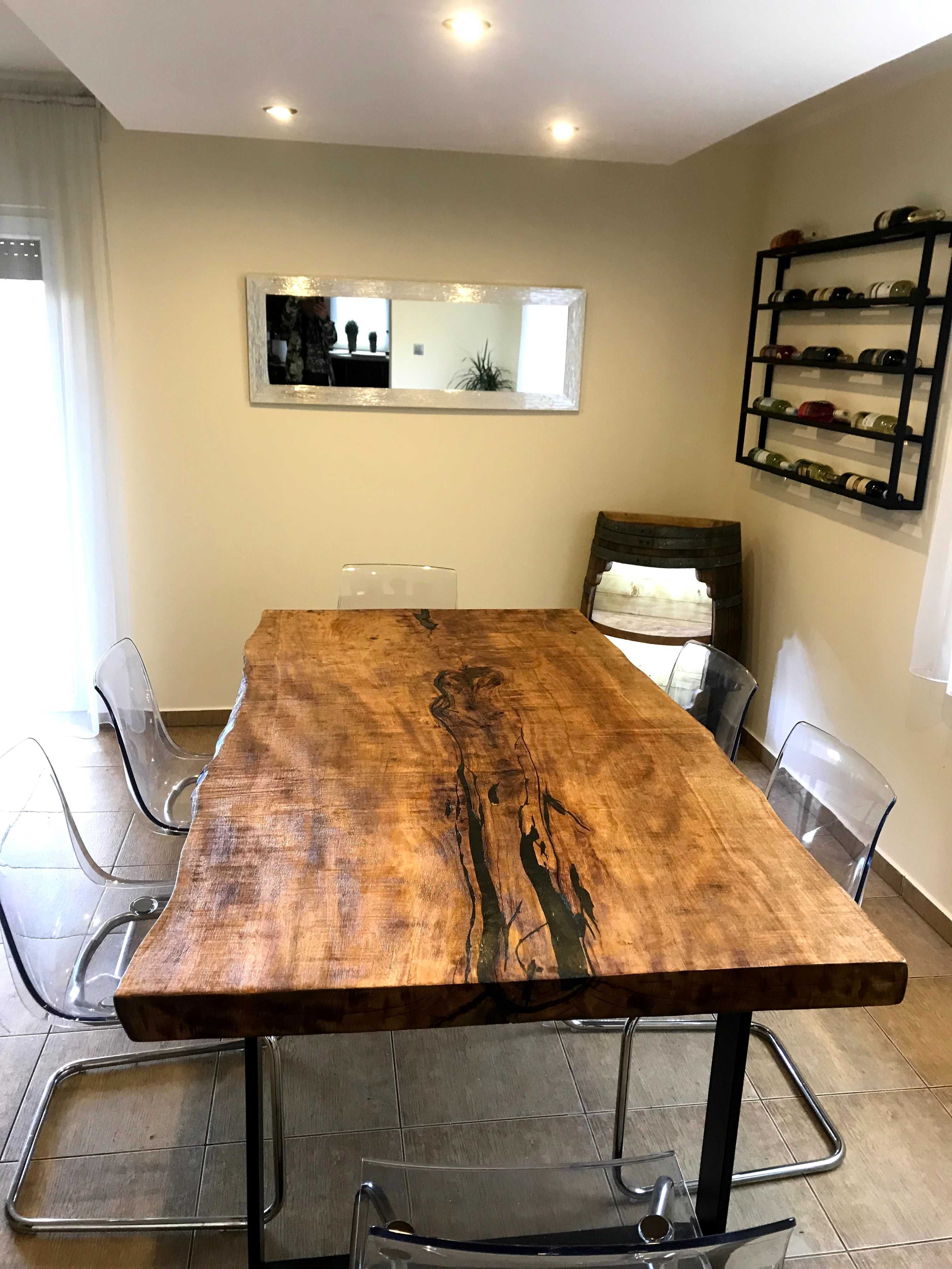 Stół drewniany dębowy z jesionu klonu monolit blat dąb szczotkowany