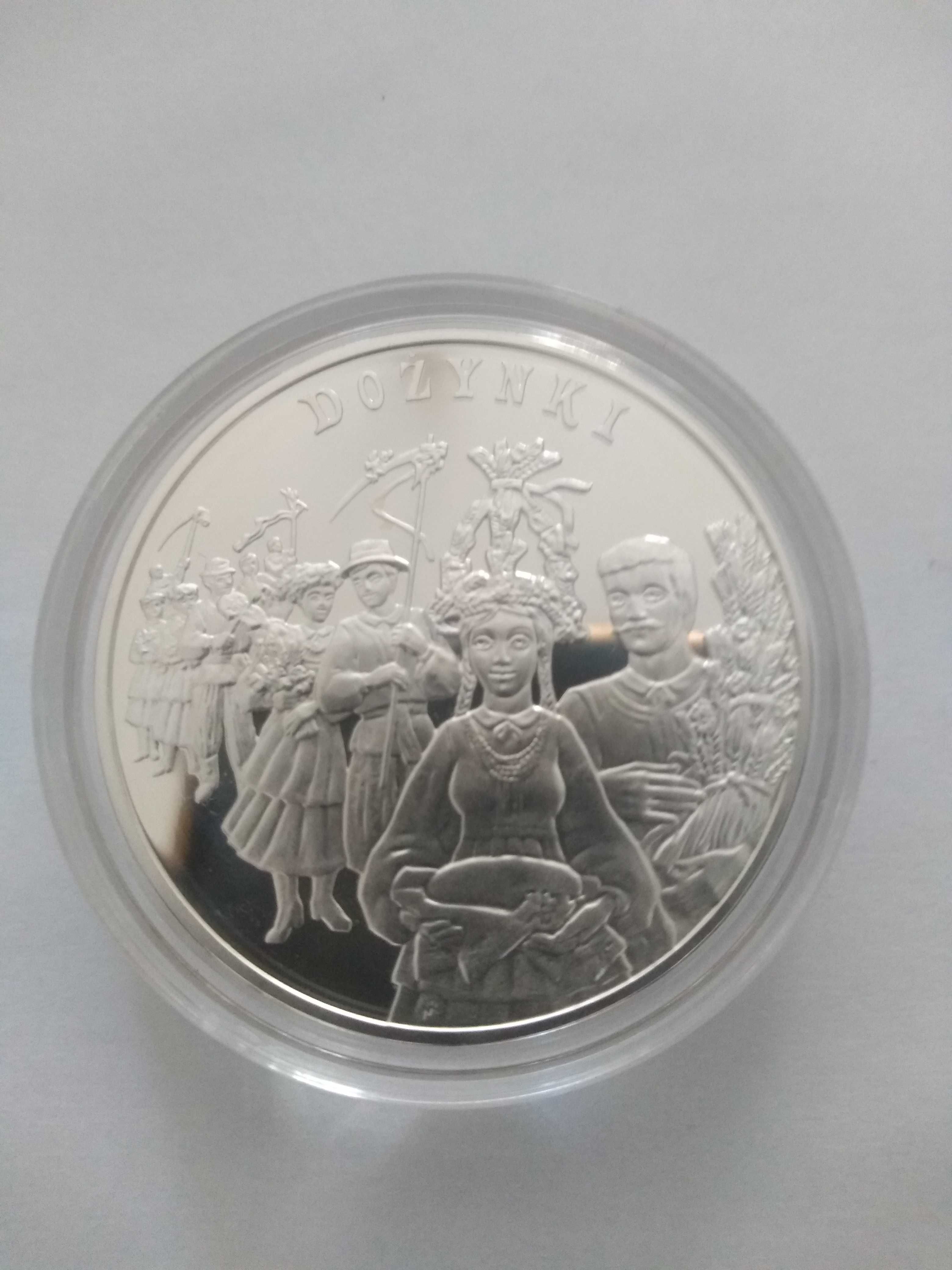 Srebrna moneta kolekcjonerska 20 złotych Dożynki z 2004 roku