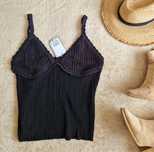 Czarny szydelkowy top H&M