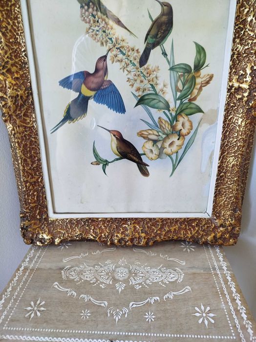 Antigo e Belíssimo Quadro com Gravura