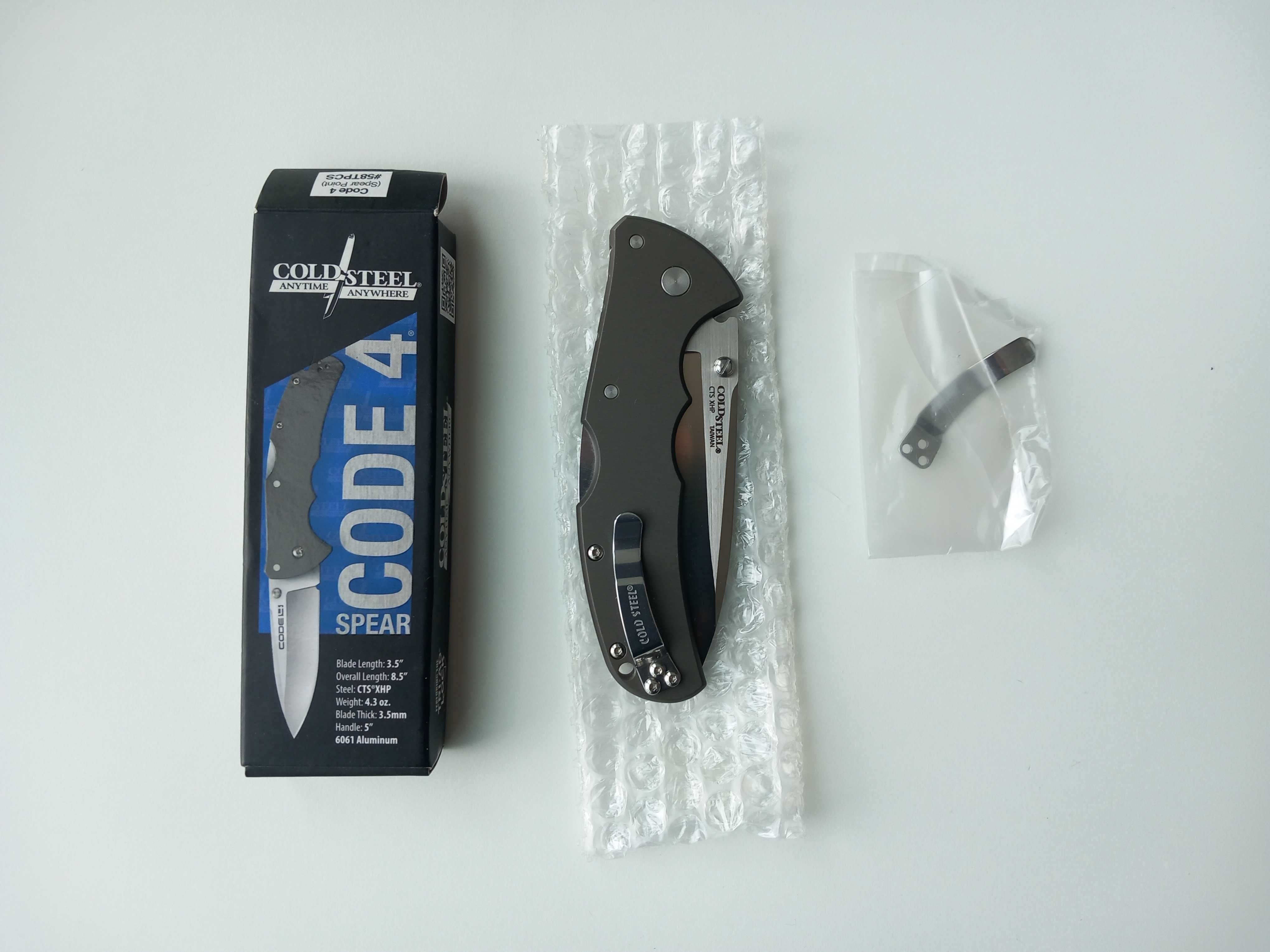 Nóż Cold Steel Code 4, Spear-point, CTS-XHP. Nowy.