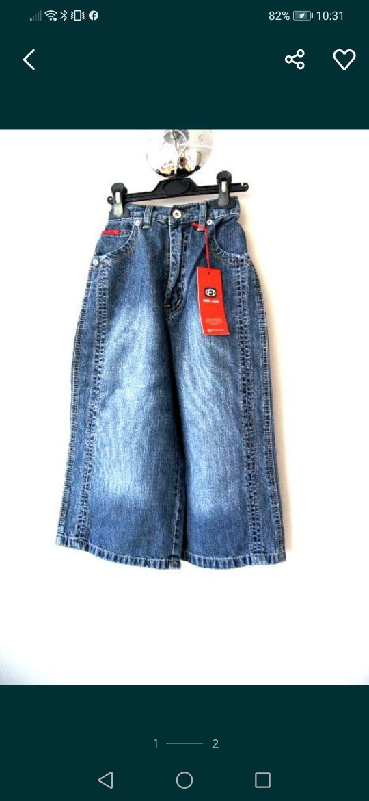 Spodnie 3/4 jeansowe dla dziewczynki 116-122 z szerokanogawką 7lat
